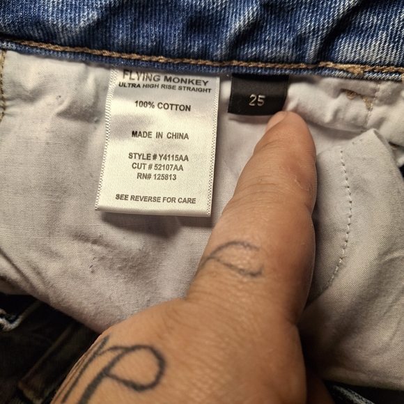 Flying Monkey Light Blue Distressed Boyfriend Jeans - Picture 3 of 5